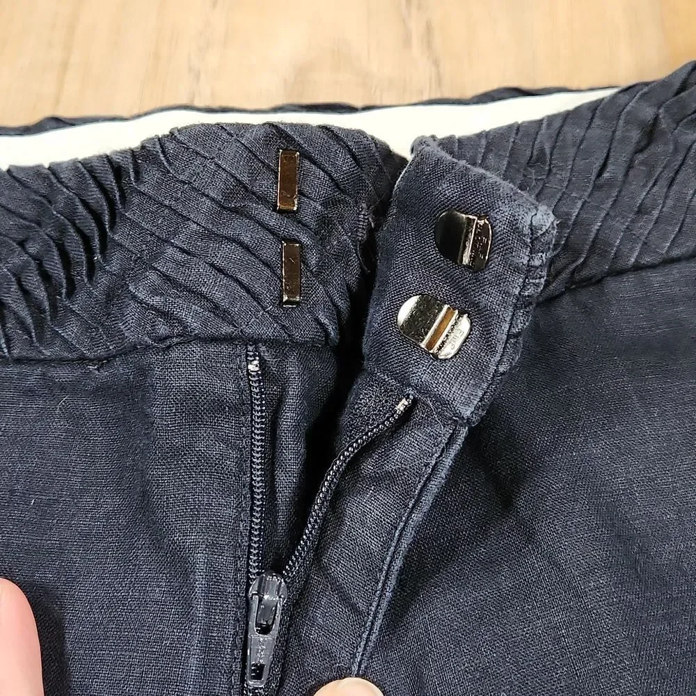 🔹️Banana Republic Dark Blue Martin Fit Cuffed Linen Pants Size 6